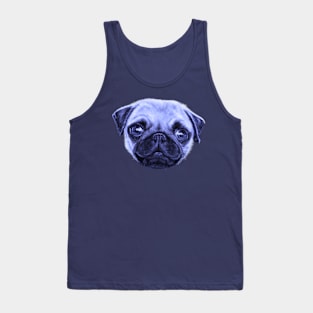 Pug Pop Art Blue Dog Monday Tank Top